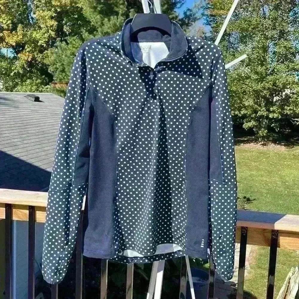 Lands End Sport 1/4 zip pullover with high collar, navy blue size 10 Tall